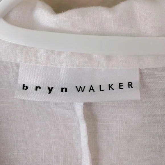Bryn Walker White Button Down Coastal Beachy Linen Blouse Size L - Picture 8 of 9